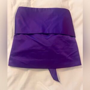 J. Crew Purple satin strapless top with large bow tie back